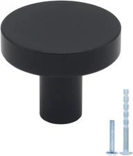 30pcs Black Round Cabinet Knobs Matte Single Hole Dresser Kitchen US