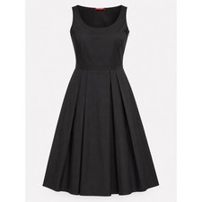 Prada Black Cotton-Blend Sleeveless Fit & Flare Pleated Midi Dress IT 40 2007