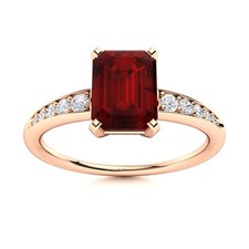 January Natural Garnet Solitaire with Accents Womens Gift Ring 925 Silver