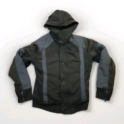 Herren grau Vintage Diesel Moto Sherpa gefüttert Reißverschluss und Knopfleiste Hoodie Jacke LRG