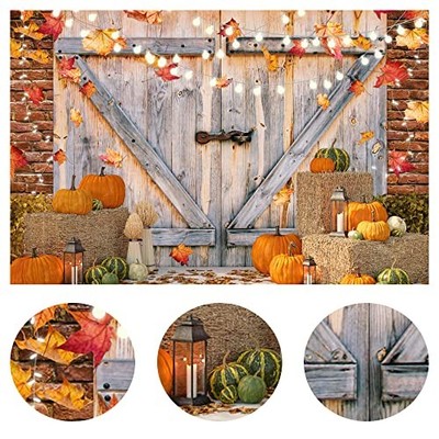 10x8FT Fall Farm Barn Backdrop - Thanksgiving Photography Background With Pumpkin Theme
