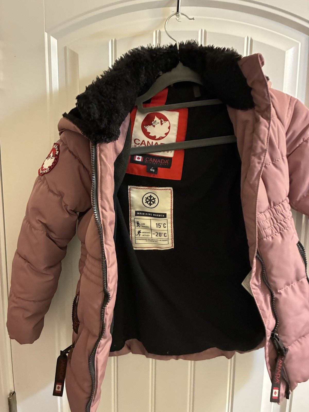 Canada Weathergear girls Parka Jacket Fur Trim Size 5/6 Maintains Warmth