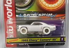 AW Auto World 1969 Camaro SS Slot Car HO  SC384/48 White Lightning Chase Tires