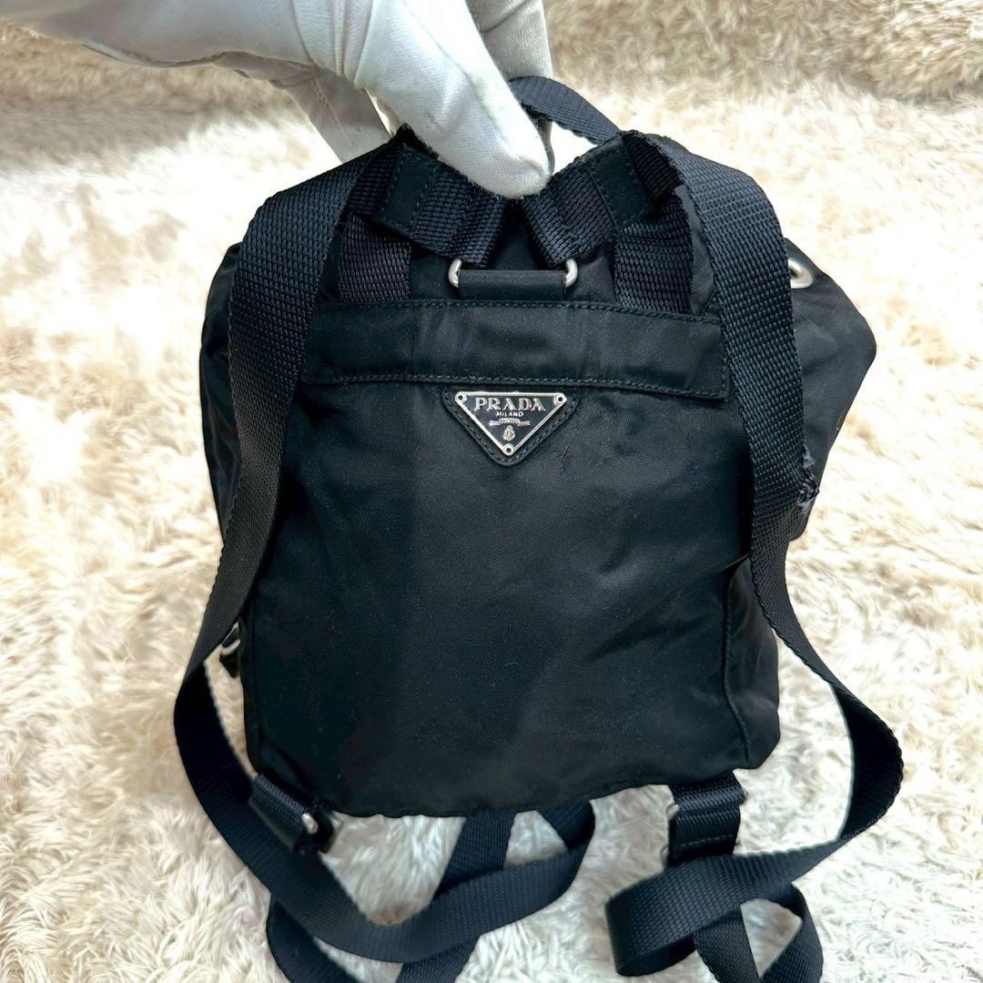 PRADA Triangle Logo Backpack Silver Hardware Nylo… - image 19