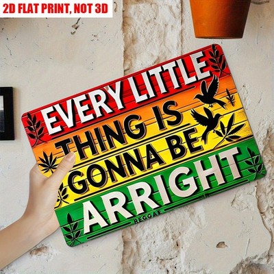 Reggae Gonna Be Arright Metal Sign Rasta Color Wall Art for Reggae Music Lovers