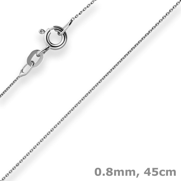 0,8Mm Rund-Ankerkette Goldkette Collier Halskette Aus 375 Gold WeißGold 45Cm-image