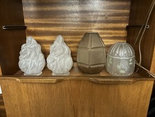 Four Art Deco Glass Lampshades / Light shades. 1930s. Flame.