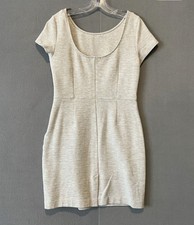 Banana Repuic  Herringbone Knit Sheath Knee Dress Scoop Neck  Sleeve Zip Back 10