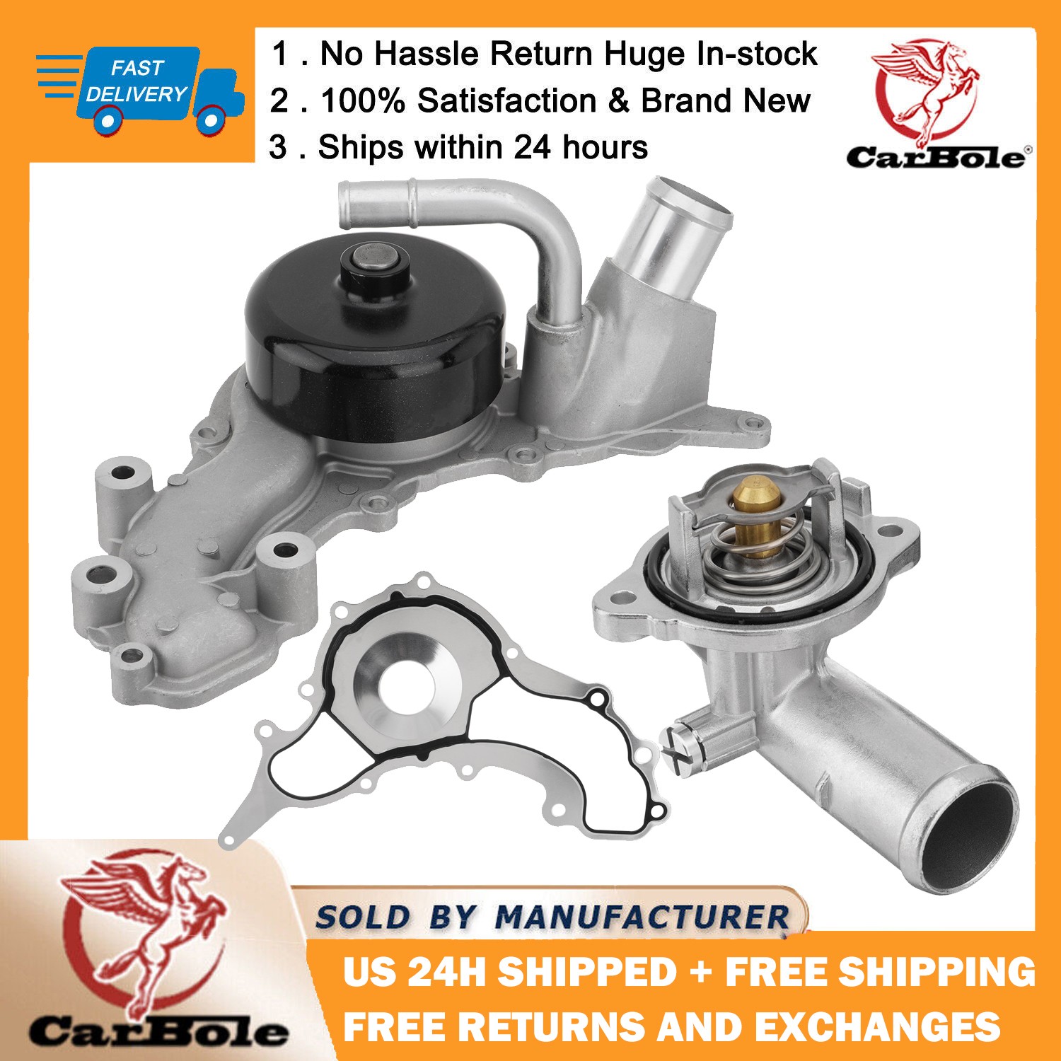 For Maserati Ghibli Levante Quattroporte 3.0T V6 Engine Water Pump w/ Thermostat