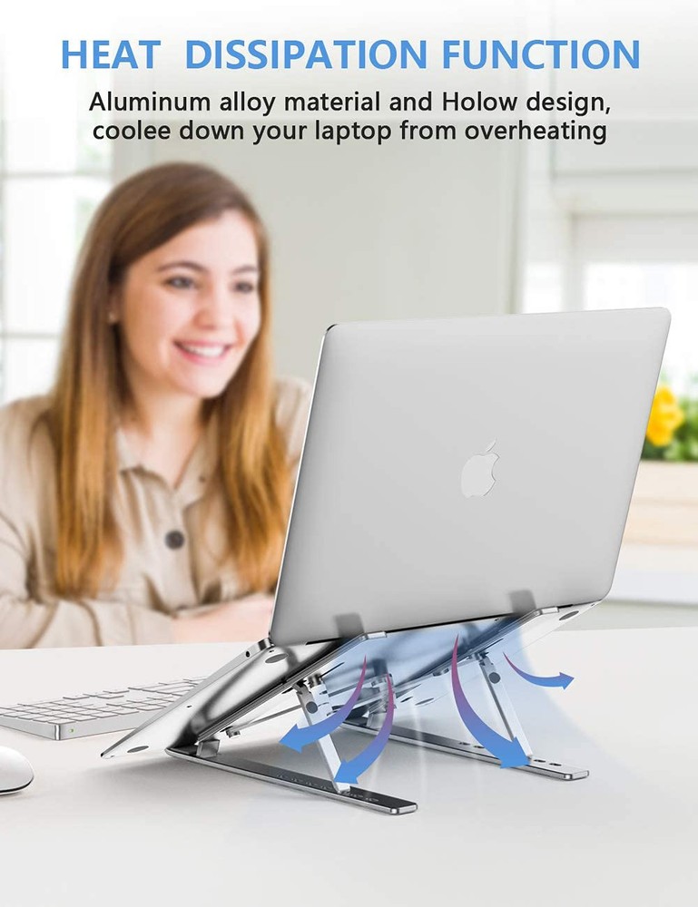 Adjustable Aluminum Laptop Stand Foldable Portable Holder for Comfortable Typing