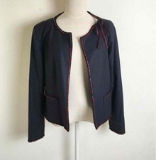 CHANEL Black Rhinestone Jacket & Pleated Skirt Set M Vintage Condition