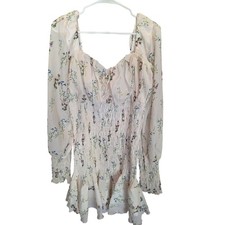 Nasty Gal Coquette Mini Dress 12 Womens Cottage Core Off Shoulder Long Sleeve 