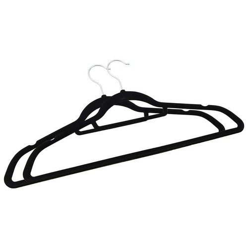 vidaXL Hanger Set of 50 Black ABC plastic, zinc alloy, velvet Standard - Picture 4 of 7