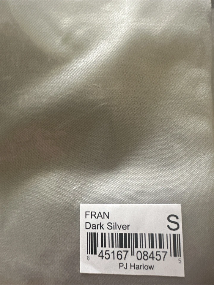 Top de satén PJ Harlow Fran con cuello plateado oscuro pequeño nuevo con etiquetas Foto 2 de 3