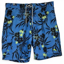 Tommy Bahama Relax Mens Blue Floral Hibiscus Board Shorts Swim Trunks Large