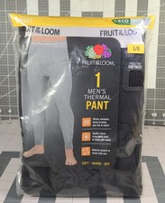 Fruit of the Loom Men's Thermal Long Johns Black L/G Moisture Wicking