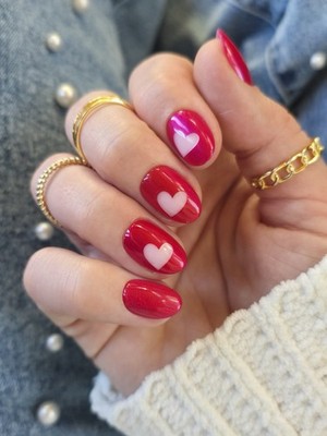 Red Aspen Press On Nails~ Maddie Short Almond Design, Sold Out, NIB fast Ship