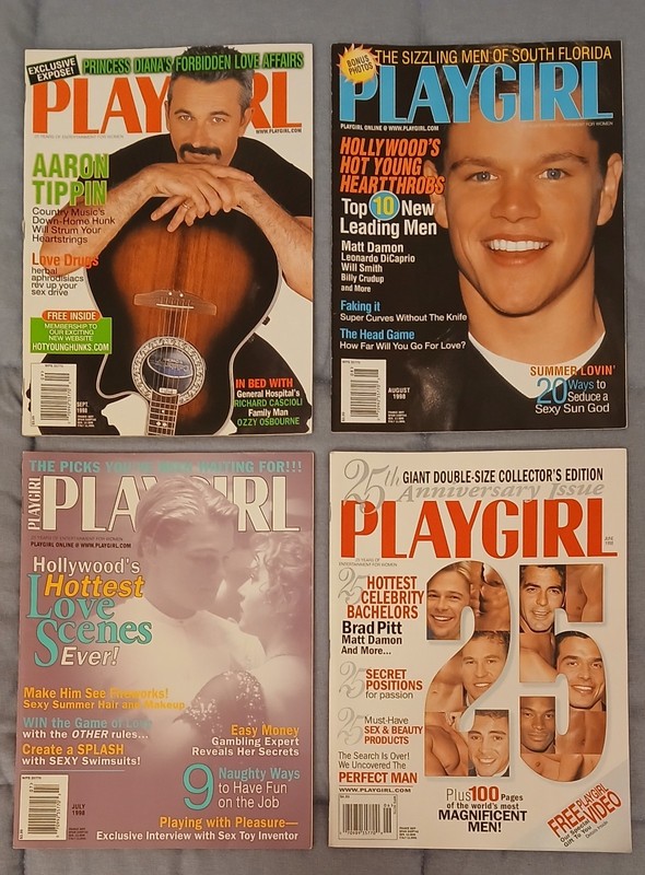 LOT of 4 Playgirl Magazines: June July Aug Sept 1998 (22) 25th anniv Matt Damon