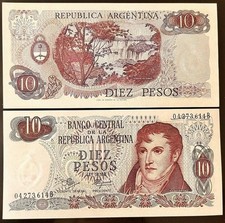 Argentina - 10 Pesos 1970 - 1973 UNC Pick 289(4) - serie B Lemberg-Zp
