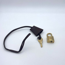 HERMES Gold Set of Cadena Padlock Key Charm Clochette 115