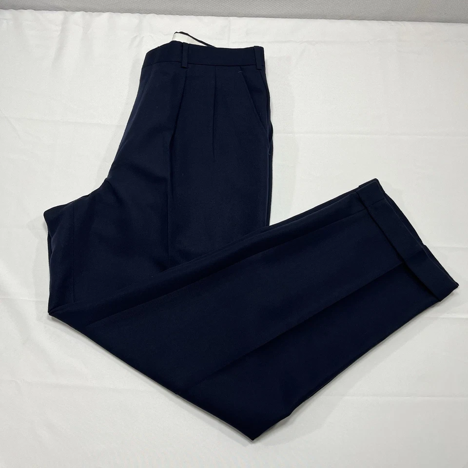Pantalones de vestir Yves Saint Laurent para hombre 36x30 azul rayón/poliéster plisados con puños ** Foto 3 de 4