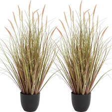 3Ft 2-Pack Artificial Cattail Reed Grass, 35In Indoor Fake Onion Grass