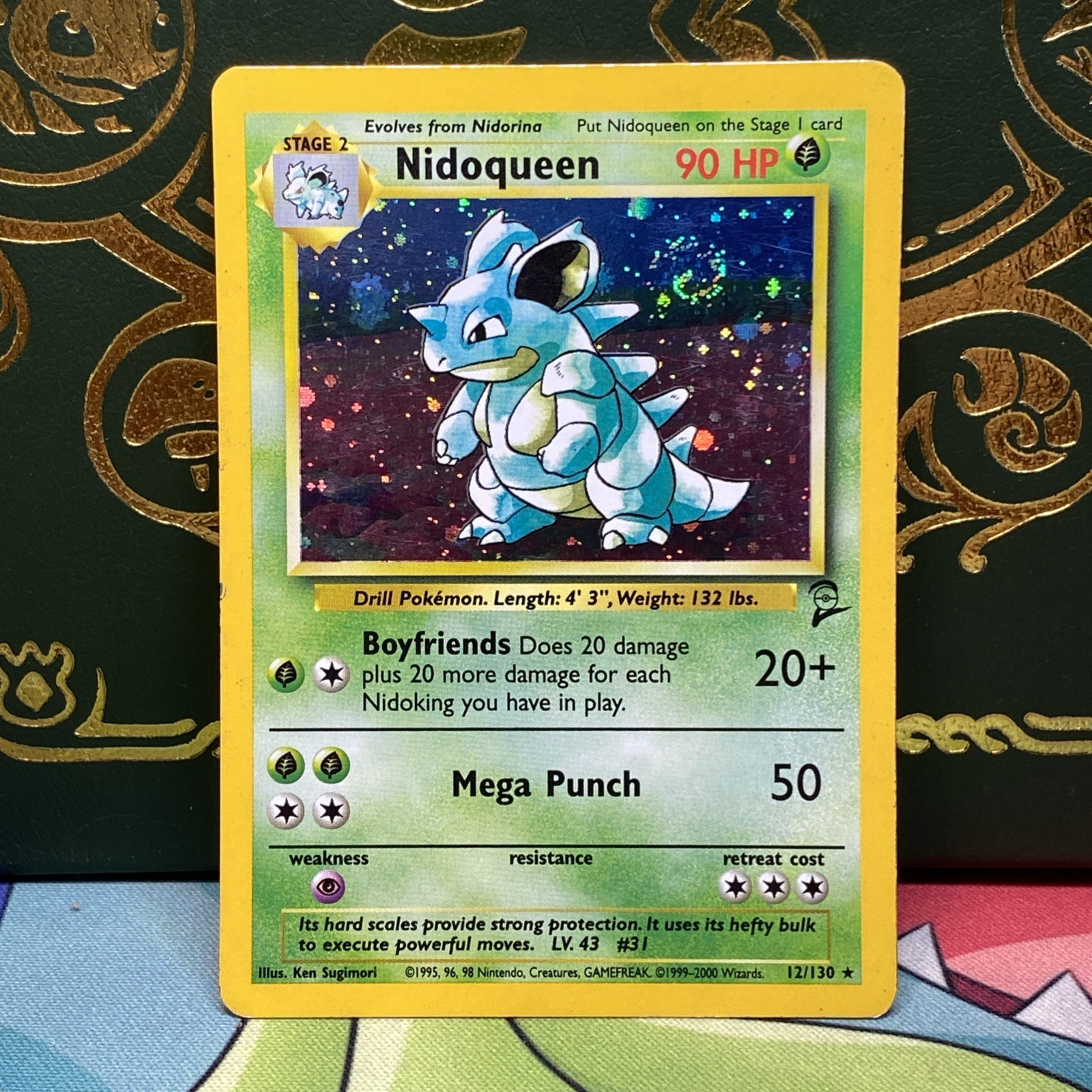 Nidoqueen 12/130 Base Set 2 - Holo SWIRL Pokemon Card - LP