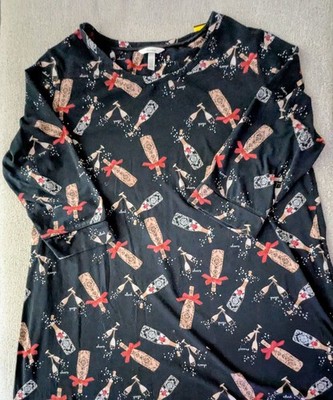 Soma Nightgown Women's Black  Champagne Glasses Clink XXL extra extra Large Nice