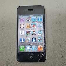 Apple iPhone 4S 32GB Black iOS 6.1.3 Unlocked Cracked, 339 Songs, 23 Apps - READ