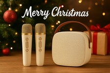Mini Karaoke Machine with 2 Wireless Mics, Bluetooth Speaker for Kids  Adults