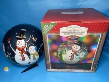 Snowman LED Kaleidoscope Holiday Globe Hand Painted w/ Box