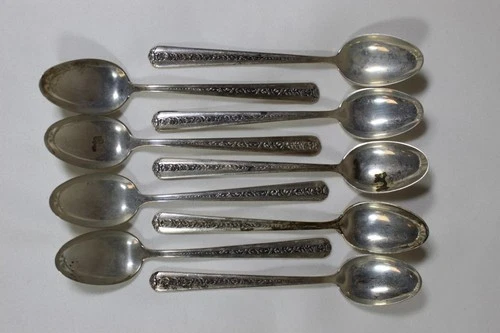 Towle Rambler Rose Sterling Silver Demi Tasse Spoons Lot of 9, 4 1/4"