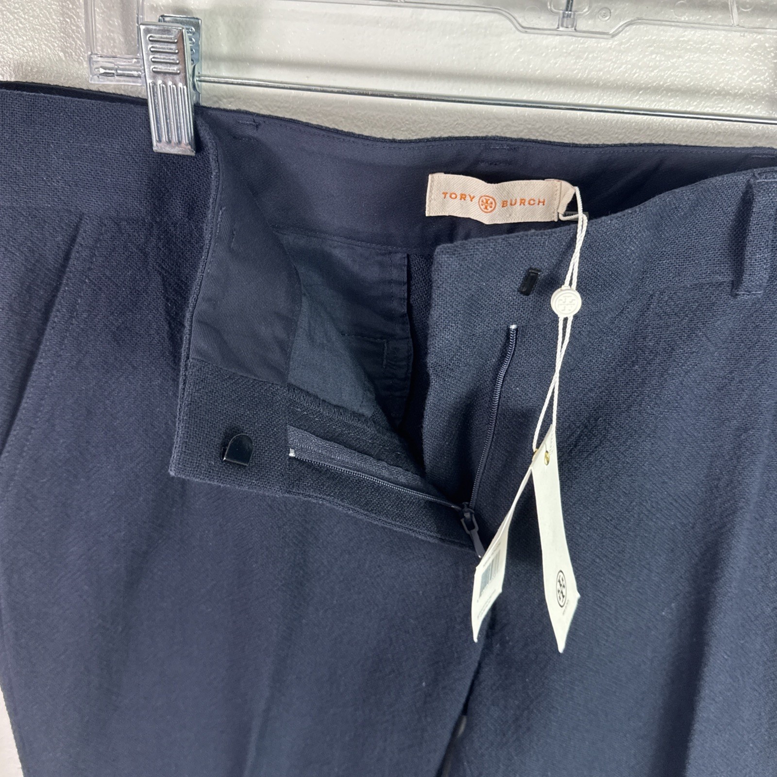 Tory Burch Women's 10 Textured Straight Leg Dress Pants Navy NWT Inseam 27.5" thumbnail 6
