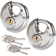 2 Pcs Discus Locks Stainless Steel Round Padlock Heavy Duty Rustproof Disc Pa...