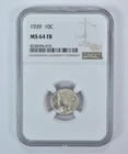 1939 Mercury Dime MS64 FB NGC Brown Label