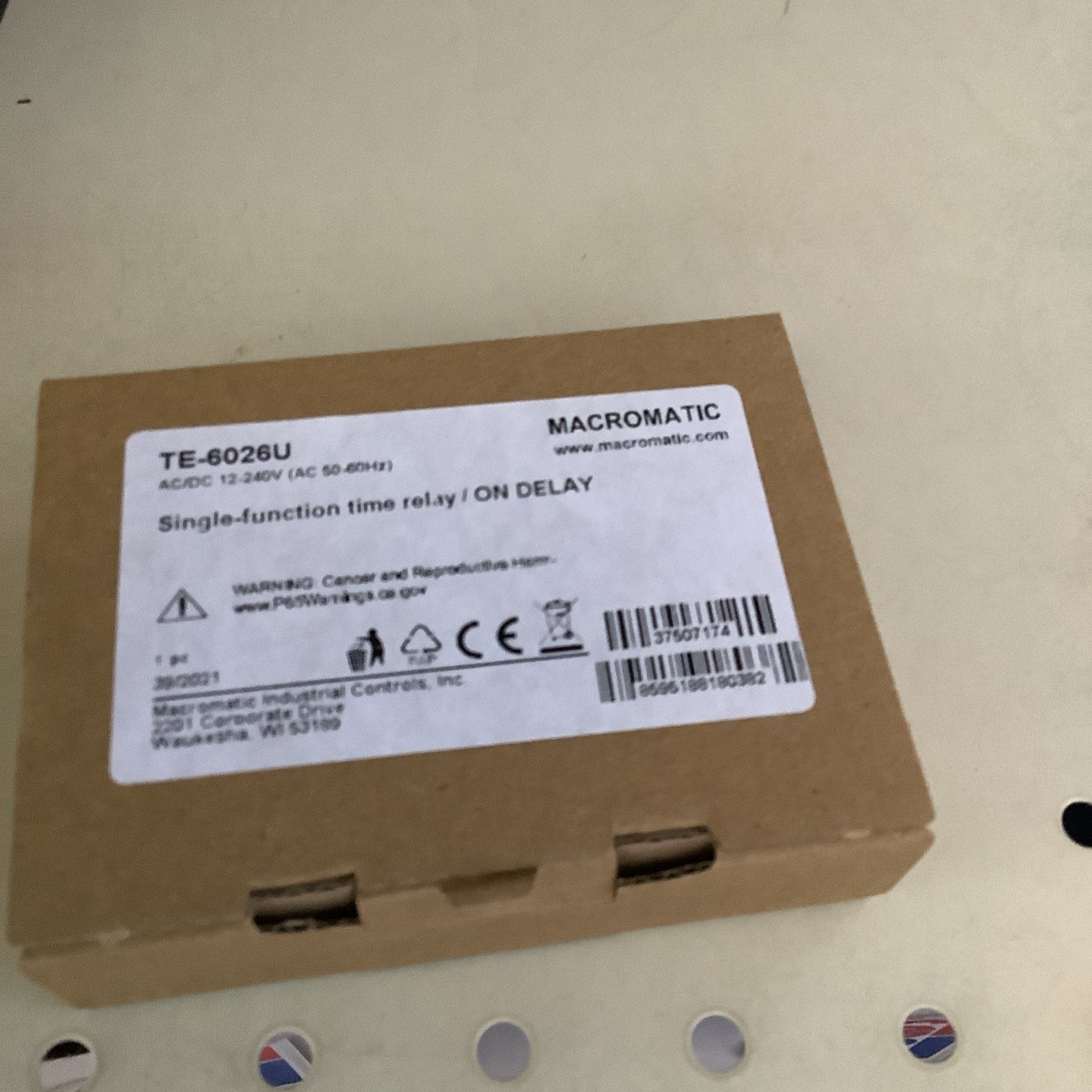 TE-6026U, MACROMATIC, Time Delay Relay On Delay 15A Spdt 12-240V Ac/Dc