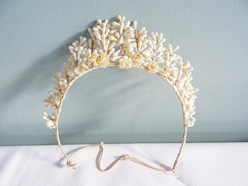 Vintage Wedding Headdress 1930s Crown Tiara Wax Blossom Flowers Bride Bridal 30s - Picture 20 of 22