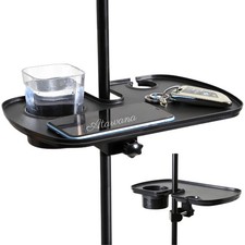 Universal Microphone Stand Tray with Drink Holder, Adjustable Mic Stand Clamp...