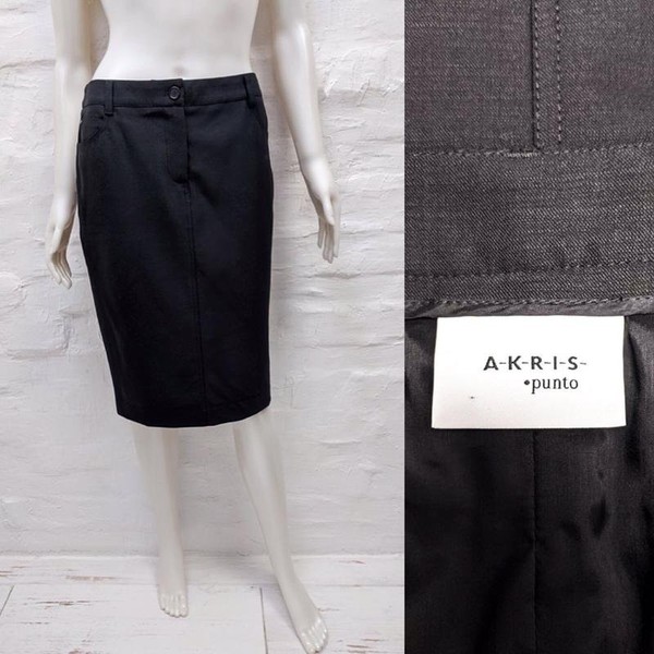 Women Akris Skirt Black Wool 34 / XS / 42 #4Q4G