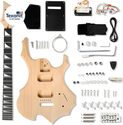 DIY Guitar Kit with Mahogany Body, Ebony Fingerboard and Maple Neck, 6 String DI