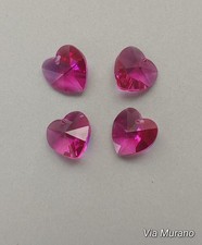 Authentic Swarovski 6202 Faceted 14mm Heart Pendant Fuchsia Non AB Pk 1