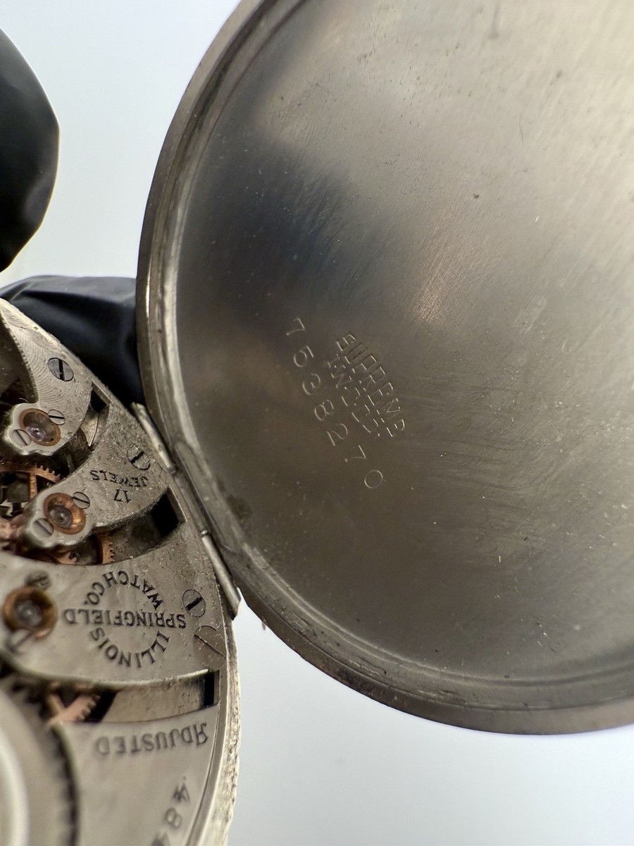 Illinois Pocket Watch 17 Jewels Size 12s. (Working). View 5