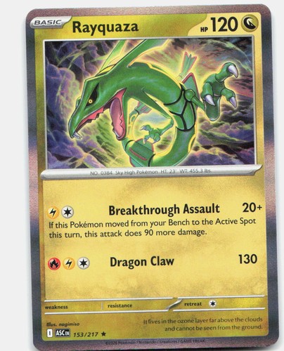RAYQUAZA 153/217 R ASCENDED HEROES POKEMON HOLO NM/M - Picture 1 of 2