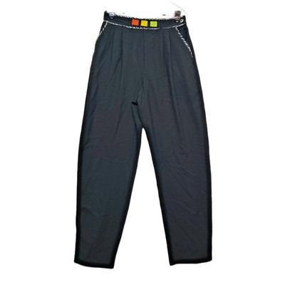 City Girl 90s Lagenlook Pants Women 12 Black Artsy Pleated Stretch Elastic Waist