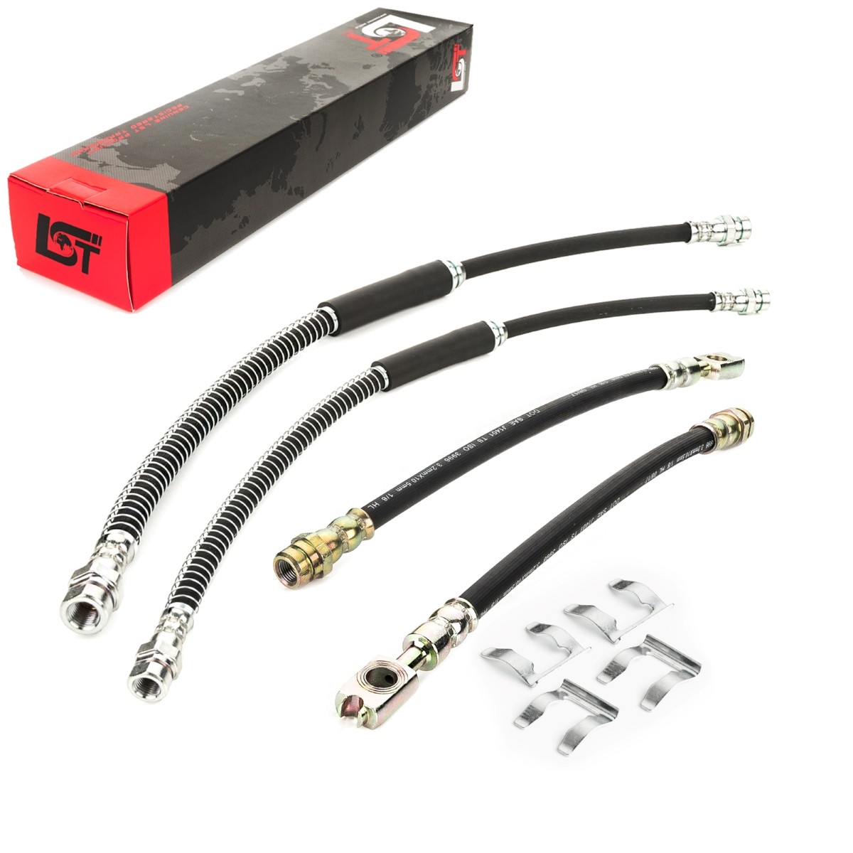 4x Brake Hose Line Brake +Retaining Spring Front Rear for VW Golf VI 5K