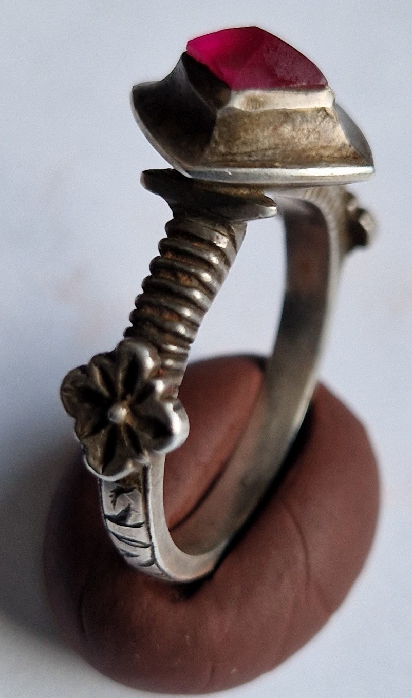 Medieval Style Silver Ring with Raw Ruby -Unique … - image 6