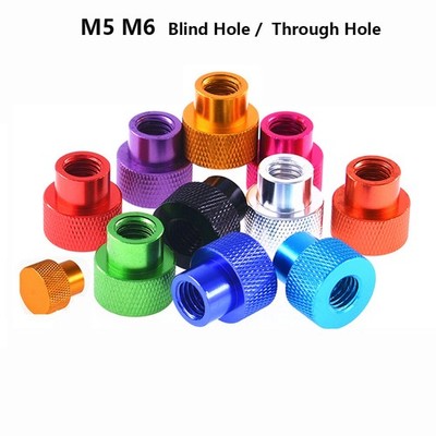 Aluminum Alloy Knurled Thumb Nut M5 M6 Hand Grip Knob Blind / Through Hole Nuts