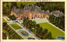 Vintage  Postcard Aerial View Biltmore House ...