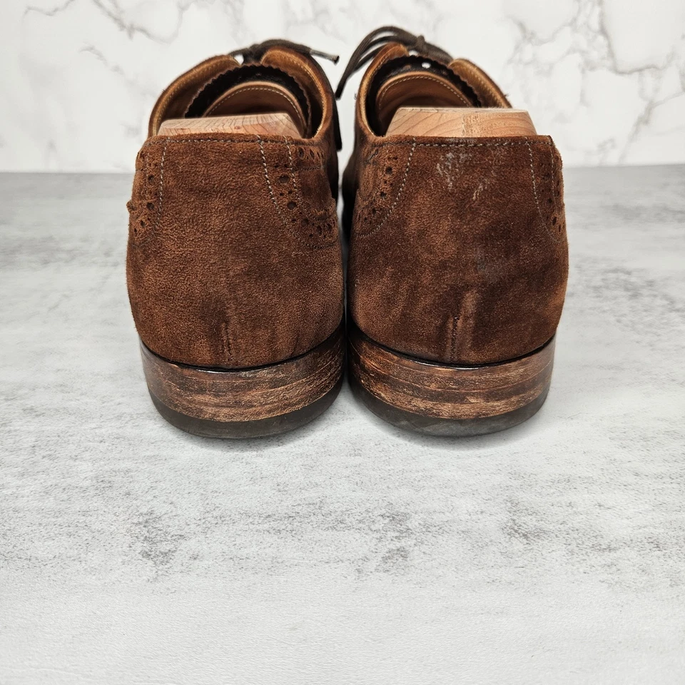 Brooks Brothers Made in England Dark Brown Suede oxford Dress Shoes Mens 9 2801 - Image 3 of 4