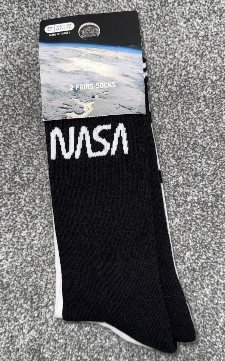 NUEVO CON ETIQUETAS CALCETINES PRIMARK NASA NEGRO BLANCO TALLA 6-11 2PK PRECIO DE VENTA SUGERIDO POR EL FABRICANTE £4 AGOTADOS